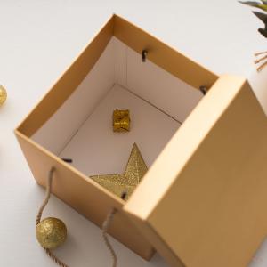 China 20CM  Rose Gold Square Shredded Kraft Paper Gift Box With Lids on sale 
