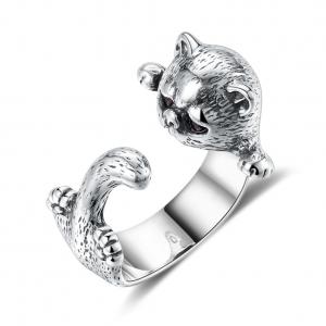 China Adjustable 3D Alloy  Animal Rings  925 Silver Sterling Pet Lover Gift Jewelry supplier