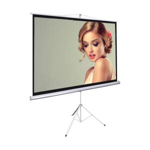 China Matte White Tripod Projection Screen Stand / Floor Pull Up Movie Theater Screen supplier