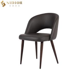 Upholstered Scandinavian Leather Dining Chairs brown color SGS approved