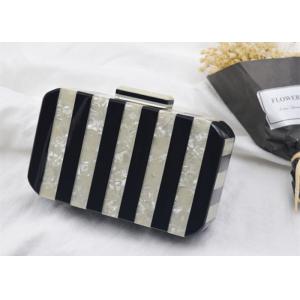 China Square Black And Yellow Striped Acrylic Clutch Bag Box Evening For Women supplier