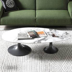 12mm Thick Ellipse Rock Top Coffee Table Anti Collision For Living Room