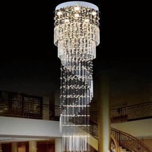 K9 Crystal Chandelier Modern Flush Mount Crystal Light Spiral Ladder Luxury staircase long chandelier(WH-NC-17)
