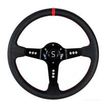 China Red Stripe Offset Three Spoke Steering Wheel 13.5 Inch For Golf Cart on sale