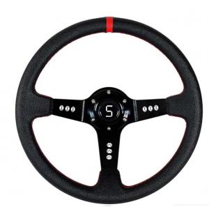Red Stripe Offset Three Spoke Steering Wheel 13.5 Inch For Golf Cart