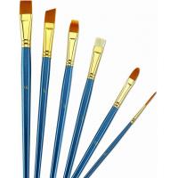 China Wooden Handle Golden Synthetic Paint Brush Sets , Interlocked Fine Bristle Paint Brushes on sale