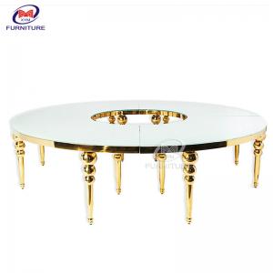 China Gold Luxury SS Round Wedding Tablescapes Round Tables Half Moon supplier