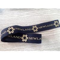 China 30MM Black Jacquard Elastic Band Silk - Screen Printed With Glossy Golden Silicone Logo on sale