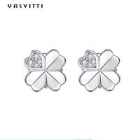 China 0.7cm 0.07oz Four Leaf Clover Stud Earrings 925 Sterling Silver Earrings ODM on sale