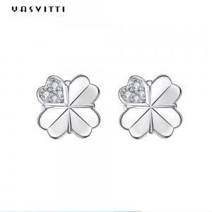 0.7cm 0.07oz Four Leaf Clover Stud Earrings 925 Sterling Silver Earrings ODM