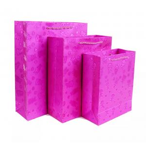 30gsm-160gsm Rose Pink Blue Glitter Gift Bags For Supermarket