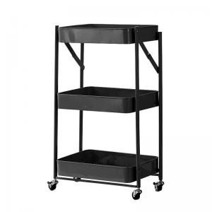 Mobile Three Tiers Metal Rolling Cart Trolley Storage With Wheels