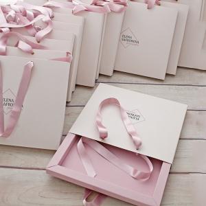 Customized Ribbon Handle Boutique Jewellery Gift Gold Foil Logo Shopping Paper Bags For Hair Extension