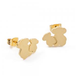 Double Cute Bear Gold Or Silver Earring For Girl Corrosion Resistance