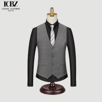 China Casual plaid trendy Korean style formal vest business slim vest wedding groomsmen suit vest on sale