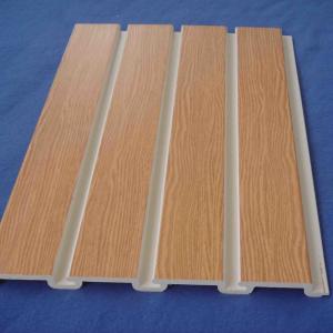 China Natural Wood Grain Decorative Slatwall Panel Pvc With Metal Hooks supplier