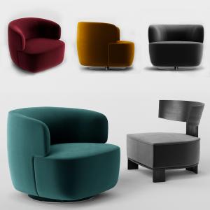 Molteni Elain And Clipper Velvet Armchair Hotel Interior Decor