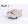 PCB Mount shielded low profile single port RJ45 Ethernet connector Female cat5