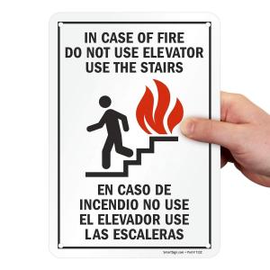 Laminated Aluminum Fire Exit Staircase Signage Do No Use Elevator Safety Warning