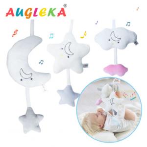 White Five Pointed Stars Kids Plush Toys Moon , Music , Wind Chime Pendant , Sounding Car