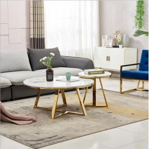 China Hot selling Round Center Table Stainless Steel Base Marble Top Coffee Tape Side Table wholesale