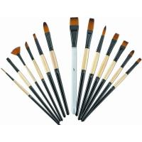 China Brown Round Tip Paint Brush , Acrylic Paint Brushes For Beginners Brass Ferrule on sale