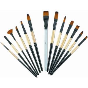China Brown Round Tip Paint Brush , Acrylic Paint Brushes For Beginners Brass Ferrule supplier