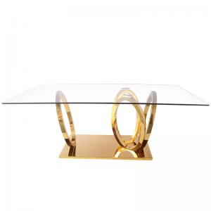 East West Furniture Dublin Intersected Circle Rectangular Dining Table
