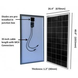 Tpt Backsheet Residential Silicon Solar Panels 100 Watt 3.2mm Tempered Glass
