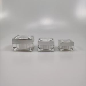 China Skin Care Cream Plastic Cap 15g 30g 50g Square Acrylic Eye Cream Jar with Diamond Silver Lid supplier