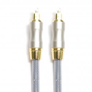 China Toslink Digital Audio Optic Cable OD5.0 Knited Grey Rope Gold Plug Frosted Shell For CD/DVD Speaker Box supplier