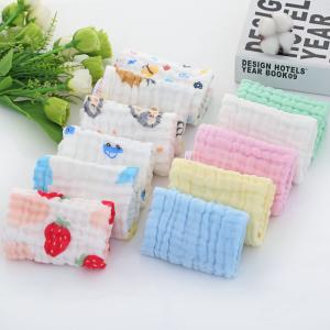 Customized Organic Cotton Muslin Baby Towels Burp Cloth 30x30cm 25x50cm in White