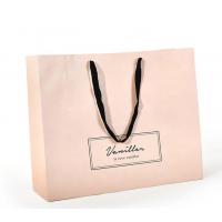 China Flat Cotton Handle Custom Design Paper Bags , Printed Paper Shopping Bags Pink Color on sale