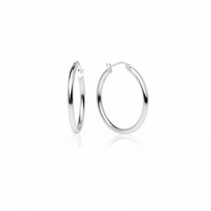 China OEM ODM 925 Sterling Silver High Polished Round-Tube Click-Top Hoop Earrings For Women supplier