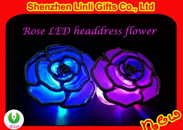 Juguetes que destellan del LED flor del tocado de 55 * de 20m m Bule Rose LED