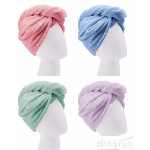 China Custom Wholesale Fast Dry Absorbent Wrapped Twist Microfiber Hair Turban Towel with Buttons supplier