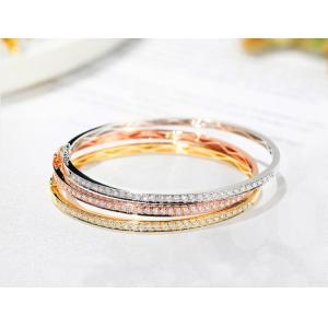 China 3.0mm 18K Gold Diamond Bangle 1.00ct 18K Tri Color Bracelet supplier