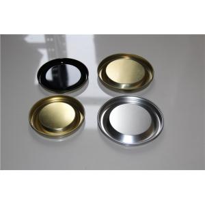 Customized Round Metal Easy Open Lid For Wine Paper Tube Black / Golden Color