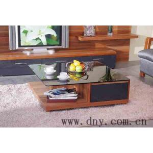 China 2015 hot sale fashionable wooden coffee table decorated with oil painted glass in home supplier