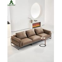 China Living Leather Brown Hotel Room Sofa 3 Seaters Soft Reclining Sofa Metal Frame on sale