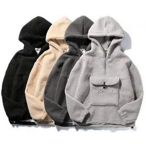 China Pullover Style Mens Sherpa Jacket Half Zip Sherpa Sweatshirt With Blank Kangaroo Bag supplier