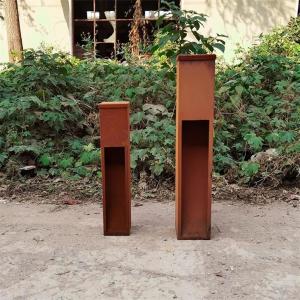 Urban Decoration Led Lighting Boxes Corten Steel Rust Color Bollard Lights