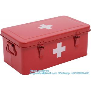 First Aid Medicine Box, First Aid Kit Supplies Bin, Metal Medicine Storage Tin, First Aid Empty Box With Safety Lock