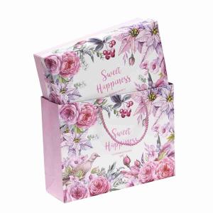 250gsm Cardboard Bouquet Pink Flower Paper Bag Printing With Handle