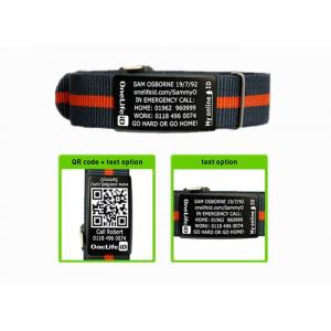 Nato Strap Kids ID Bracelet Size Customized With Black Engravable Tags