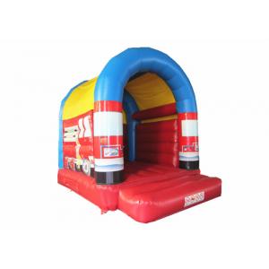 Small Size Firefighting Car Kids Inflatable Bounce House With Arc Roof 3x4m