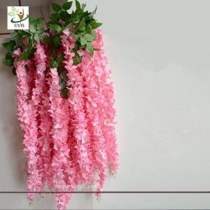 UVG Latest wedding decoration fabric artificial flower making with pink wisteria vine