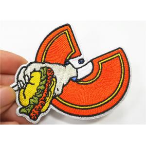 Food Hamburger Custom Embroidered Patches For Clothes / Bag Recycled