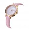 Mineral Glass Lens Leather Strap Quartz Watch MOP Dial Alloy Quartz Wrist Watch