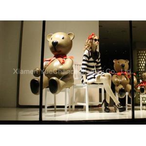 China Life Size Window Display Decorations Spray Color Finish Fiberglass Teddy Bear Statue supplier